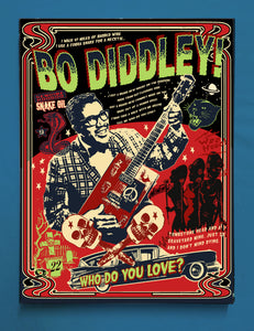 Vince Ray`s tribute to Bo Diddley, Print on Canvas