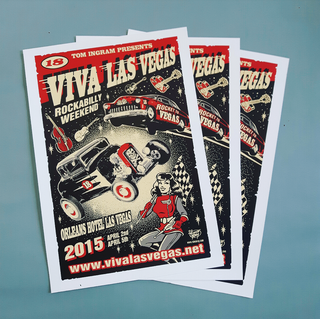 Viva Las Vegas Silkscreen Poster 18 – Vince Ray Viva Las Vegas Silkscreen Poster 18 – Vince Ray