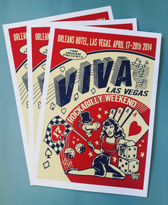 Vince Ray signed silk screen print Viva Las Vegas posters