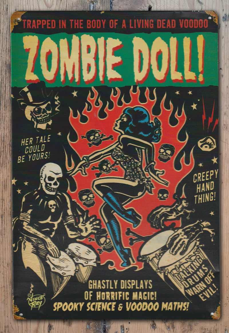 Zombie Doll, Vince Ray Tin Sign