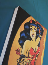 Load image into Gallery viewer, Vince Ray Devil Girl art print on canvas lowbrow 