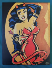 Load image into Gallery viewer, Vince Ray Devil Girl art print on canvas lowbrow 