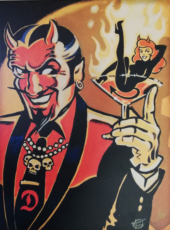 Vince Ray Devil Guy lowbrow art print on canvas 