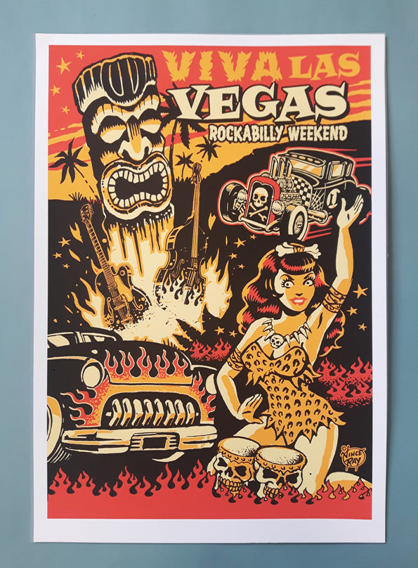 Viva Las Vegas signed Vince Ray silkscreen print