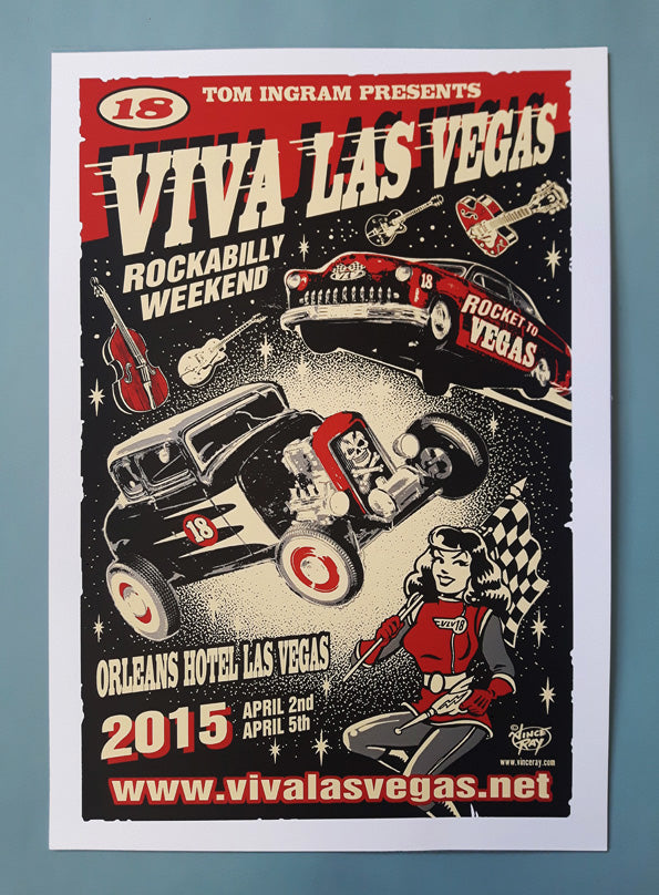Vince Ray Viva Las Vegas 18, signed silkscreen print