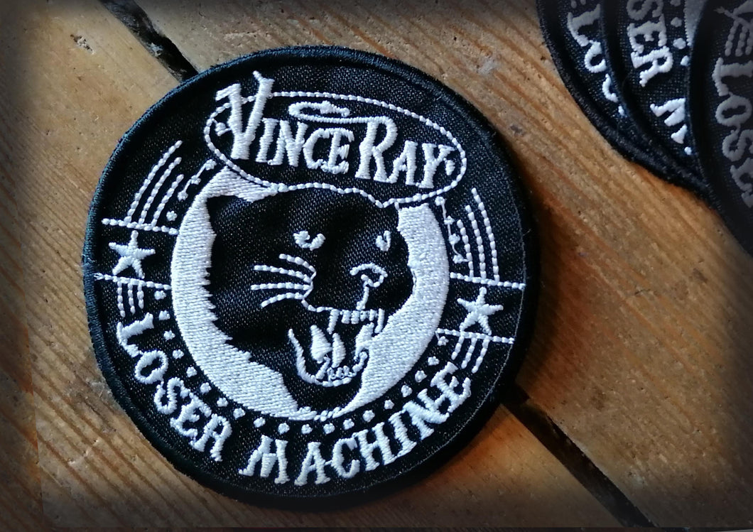 Vince Ray panther cat, Loser Machine black and white embroidered patch