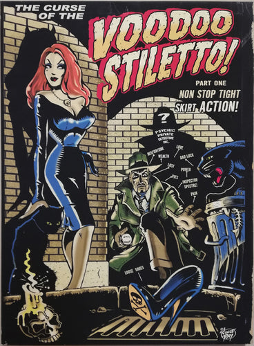Vince Ray Voodoo Stiletto art lowbrow stretched canvas print